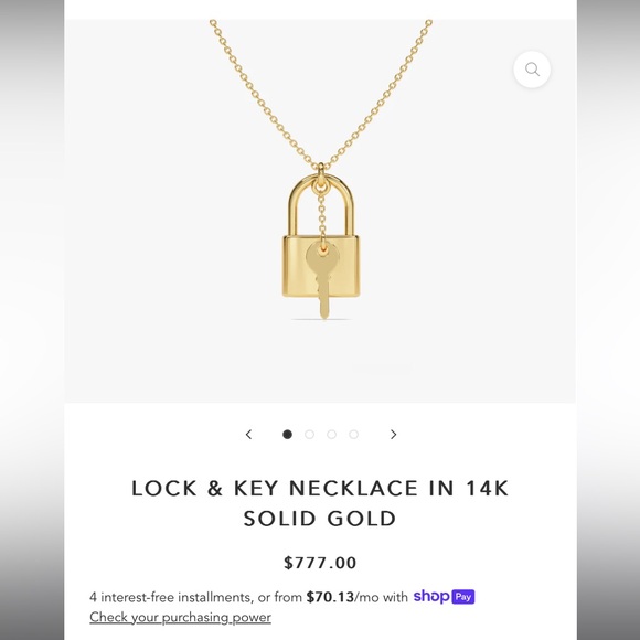 Gold Lock and Key Necklace - Picture 2 of 7
